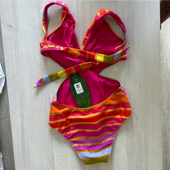 Farm Rio Shiny Stripes One Piece Swimsuit - Picture 7 of 9